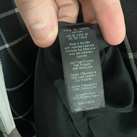 Rag & Bone Phoebe Shift Genuine Leather Dress Size 0 Color Black White - Picture 7 of 7